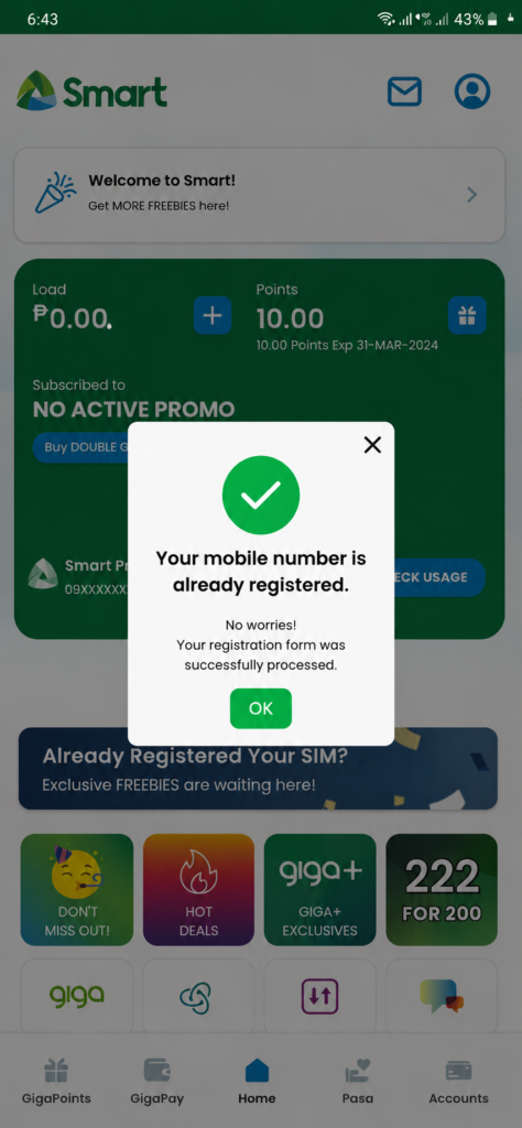 smart sim registration
